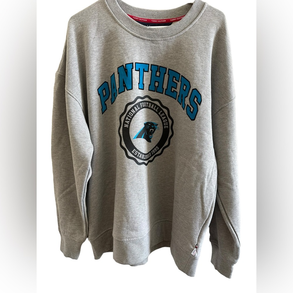 Tommy Hilfiger Carolina Panthers NFL Ronald Crew Sweatshirt Grey L NWT